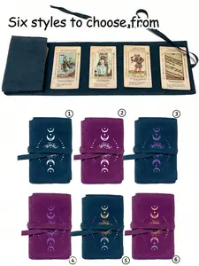 Velvet Tarot Card Storage Bag, Vibrant Cosmic Design, Dual Color Blue and, Drawstring Closure, Soft Fabric, Portable, Valentine's Day Gift
