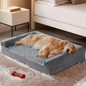 Pets Sparkle Orthopedic Dog Bed, Waterproof Sofa Couch Pet Bed with Neck-Care Bolster, Egg-Crate Foam & Removable Washable Velvet Cover, for Small, Medium & Large Dogs