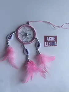 Dreamcatcher Small Pink Feather Hanging Decor for Cars Rooms or Businesses Compact Versatile Design