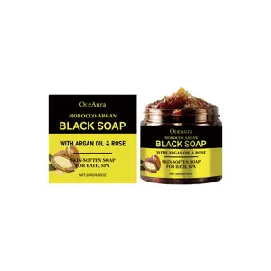 OCEAURA Morocco Argan Black Soap Argan Oil Nourishing Deep Cleansing Exfoliating Moisturizing Bath Soap