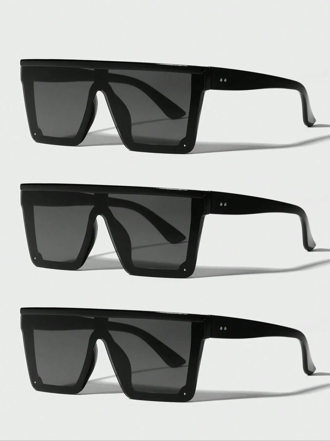 Unisex Simple Style Tinted Lens Sunglasses Set, Trendy Casual Sunglasses for Everyday Use, Fashion Accessories for Outdoor Activities, Trendy Square Sunglasses, Trendy Styling Sunglasses, Street Style Shades, Stylish Sunglasses