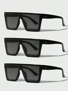 Unisex Simple Style Tinted Lens Sunglasses Set, Trendy Casual Sunglasses for Everyday Use, Fashion Accessories for Outdoor Activities, Trendy Square Sunglasses, Trendy Styling Sunglasses