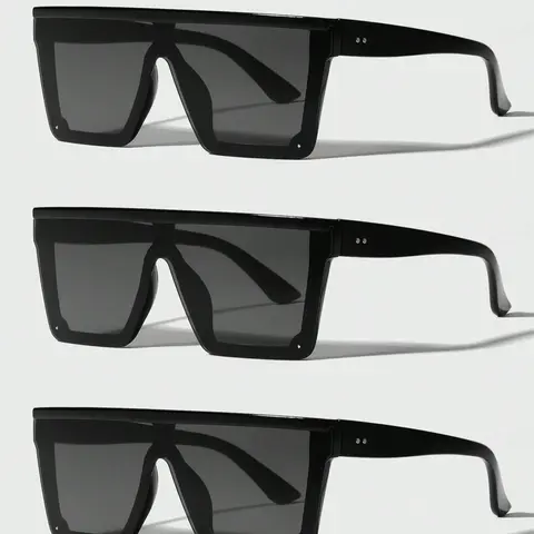 Unisex Simple Style Tinted Lens Sunglasses Set, Trendy Casual Sunglasses for Everyday Use, Fashion Accessories for Outdoor Activities, Trendy Square Sunglasses, Trendy Styling Sunglasses, Fashionable Sunglasses, Street Style Shades, Stylish Sunglasses