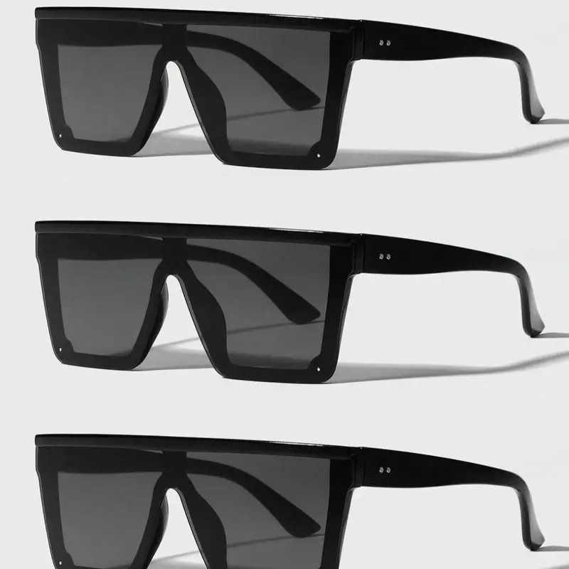 Unisex Simple Style Tinted Lens Sunglasses Set, Trendy Casual Sunglasses for Everyday Use, Fashion Accessories for Outdoor Activities, Trendy Square Sunglasses, Trendy Styling Sunglasses, Fashionable Sunglasses, Street Style Shades, Stylish Sunglasses
