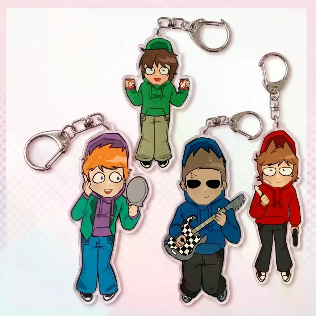 Eddsworld Acrylic Keychains - Edd Matt Tom Tord Kawaii Charms - Unique Keychains for Bags and Keys, Durable, Lightweight and Perfect for Personal Style, Collecting and Gifting
