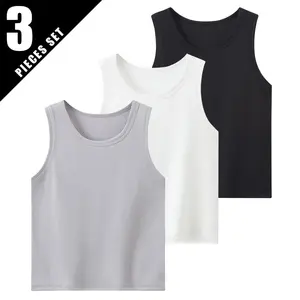 tank tops men  summer  casual 3-Pcs Children's Solid Color Classic Combination Vest Boy Casual Sports Bottoming Shirt Girl Soft And Comfortable Joker T-shirt