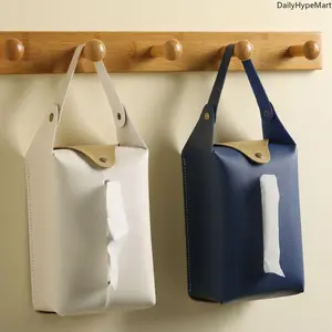 INS Leather Tissue Box, Wall Hanging & Portable, for Home Bathroom Car Office