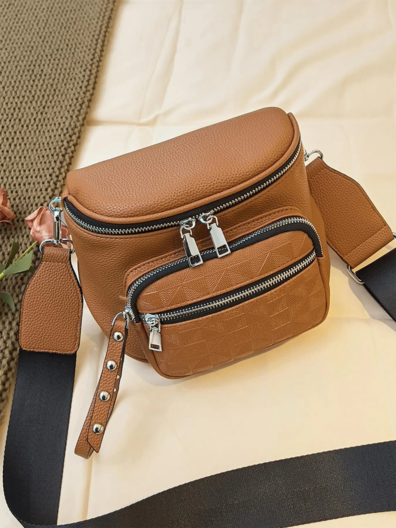 Women's Fashionable Solid Color Crossbody Bag, Casual Versatile Zipper Chest Bag for Daily Used, Trendy All-match Sling Bag for Women & Girls, Crossbody Fanny Pack, Crossbody Bum Bag, Bumbag