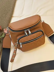 Women's Fashionable Solid Color Crossbody Bag, Casual Versatile Zipper Chest Bag for Daily Used, Trendy All-match Sling Bag for Women & Girls, Crossbody Fanny Pack, Crossbody Bum Bag