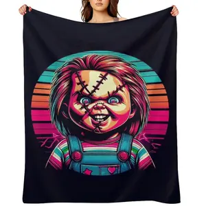 Chucky Horror Movie Thermal Blanket Warm Lightweight Horror Movie Patterned Flannel Blanket Room Decor,All Season Bedding Room for ChristmasDay Birthdas Gift