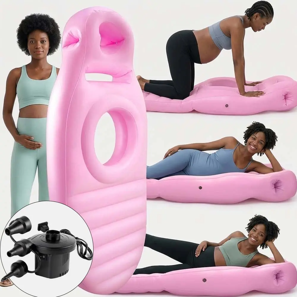 Inflatable Pregnancy Belly Pillow Mattress with Electric Pump, Full Body Maternity Air Bed with Belly Hole for Stomach Sleeping, Adjustable Support outdoorfun Detachable Crystal Velvet pregnant