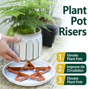 24-Pack Garden Pot Feet Pads, Breathable Ventilated Anti-Rot Base, Raised Flower Pot Bottoms, Block-Style Combination Activity Durable