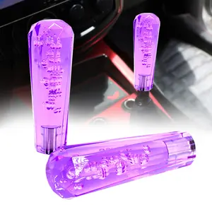 VIP 150mm Transparent Manual Purple Diamond Crystal Bubble Shift Knob Universal