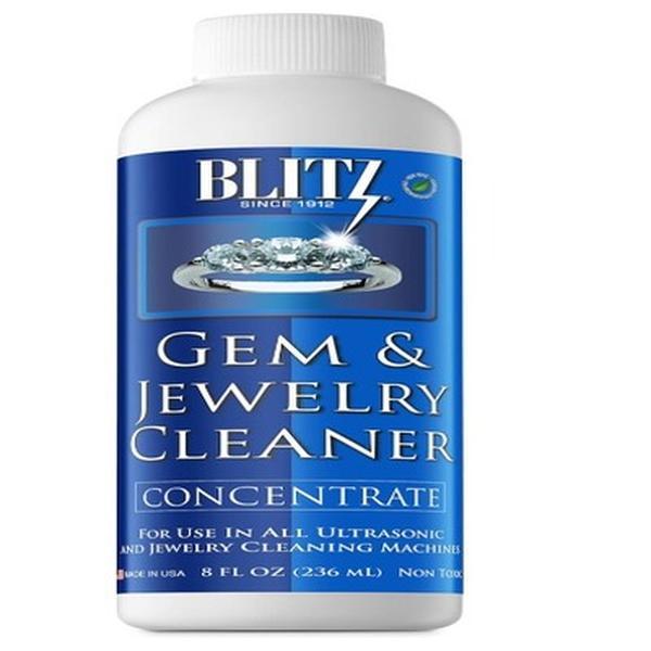 Blitz Gem & Jewelry Cleaner Concentrate 8 Oz Non-Toxic Formula for Gold Silver Diamonds & More Gentle Cleaning Solution Made in the USA
