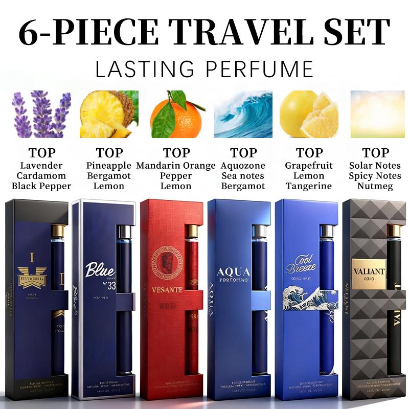 6-Piece Set Men's Eau De Toilette Fragrance, Cologne For Men,Travel Size Perfume, Long-Lasting , 6 Different Scents, Perfect For Dating, Daily Life, Parties,Gift Giving, 1.18 fl oz/35 ml Each Bottle