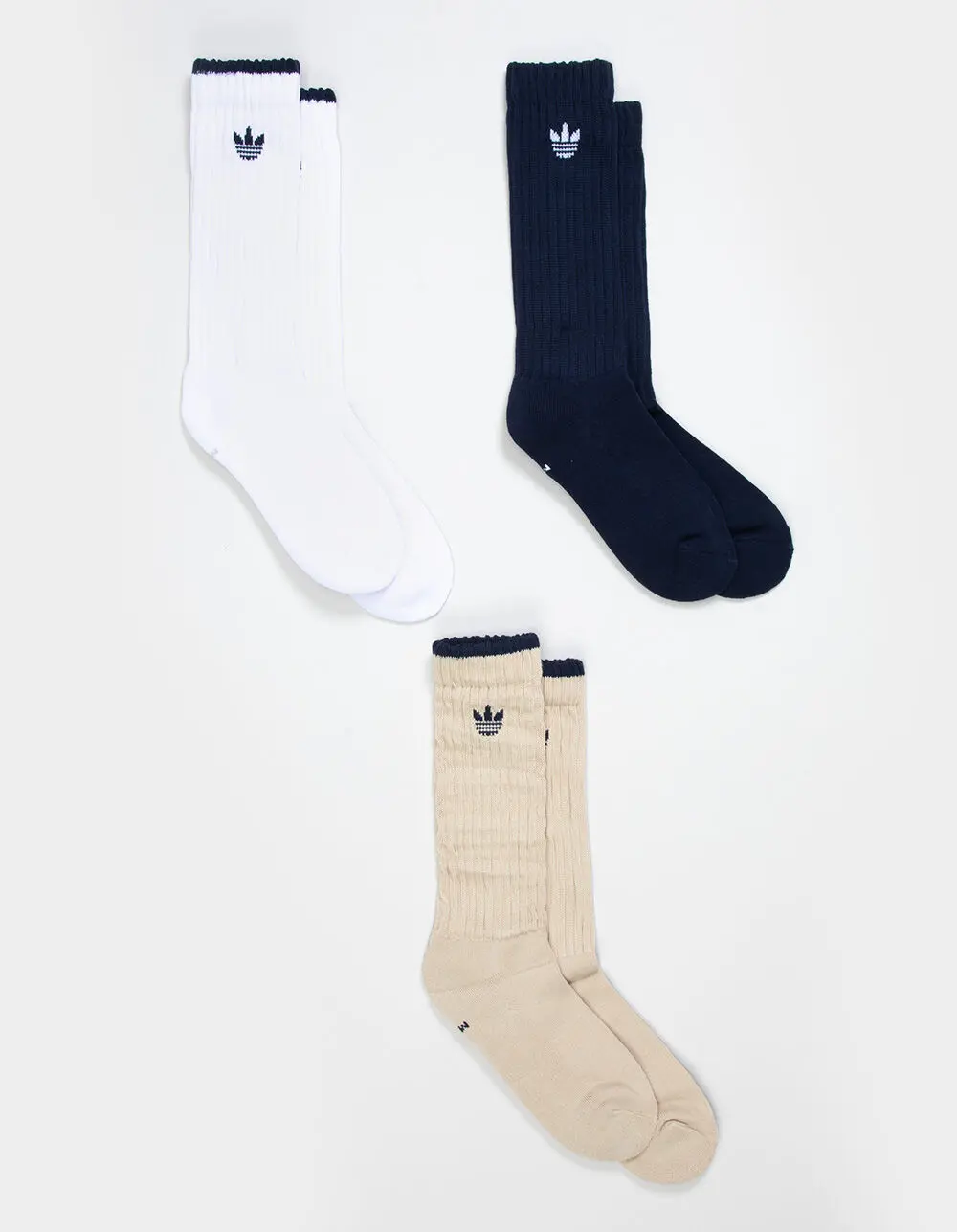 ADIDAS 3 Pack Womens Rugby Scrunch Socks, Multi-Colored