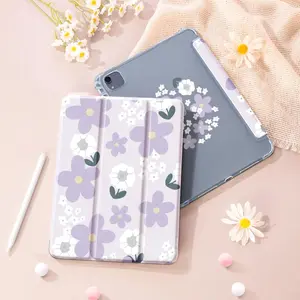Floral Pattern Tablet Case with Pen Slot Design, Soft TPU Tablet Protective Cover, Tablet Protector for iPad
