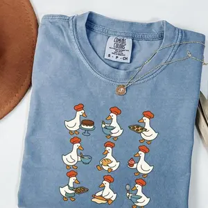 [Sale Up To 50%] Cute Goose Baking Comfort Colors Shirt, Funny Baker Tee, Goose Chef Graphic T Shirt, Baking Gift for Women, Pastry Lover Shirt, Gift for Mom Grandma, Graphic Streetwear T-shirt