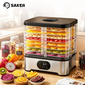 SakerPlus Food Dehydrator - 8 Stackable Trays, 400W Powerful Motor, 72-Hour Timer, 105°F-158°F Precise Temp Control, Adjustable Tray Spacing, Compact Design for Jerky, Dried Fruit