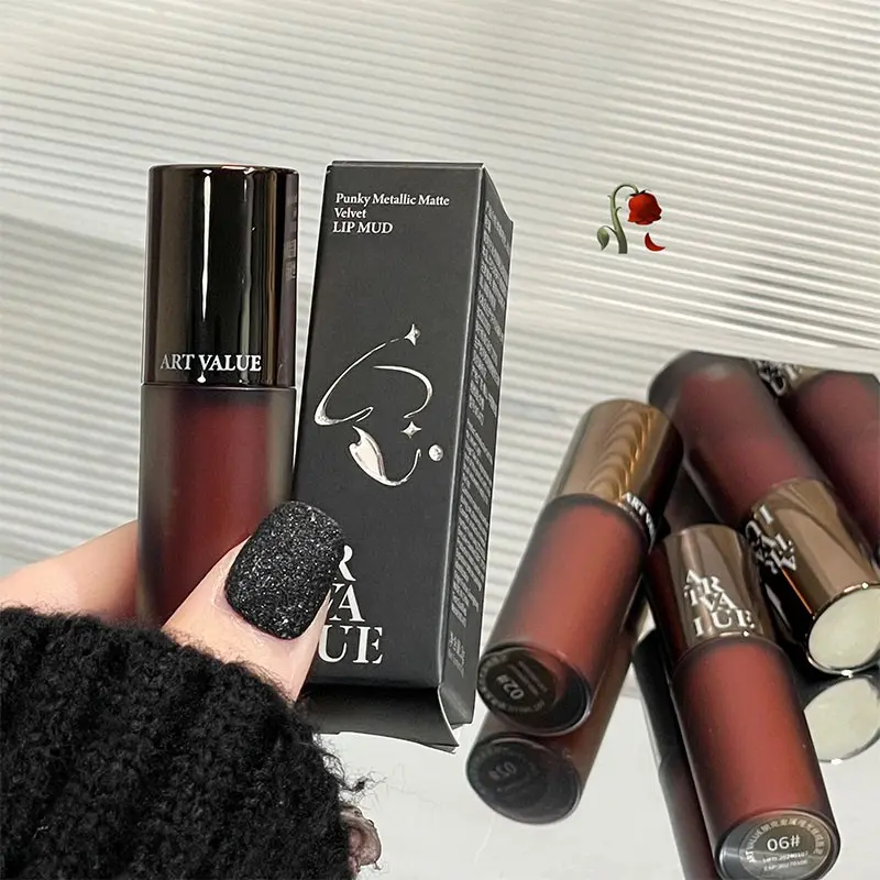 Punk Metal Matte Velvet Lip Balm, Lipstick, Highlighter Soft Mist Powder, Versatile Lip Gloss, Long-Lasting, Formaldehyde-Free, Single Item, Lip Care, Lip Products Makeup