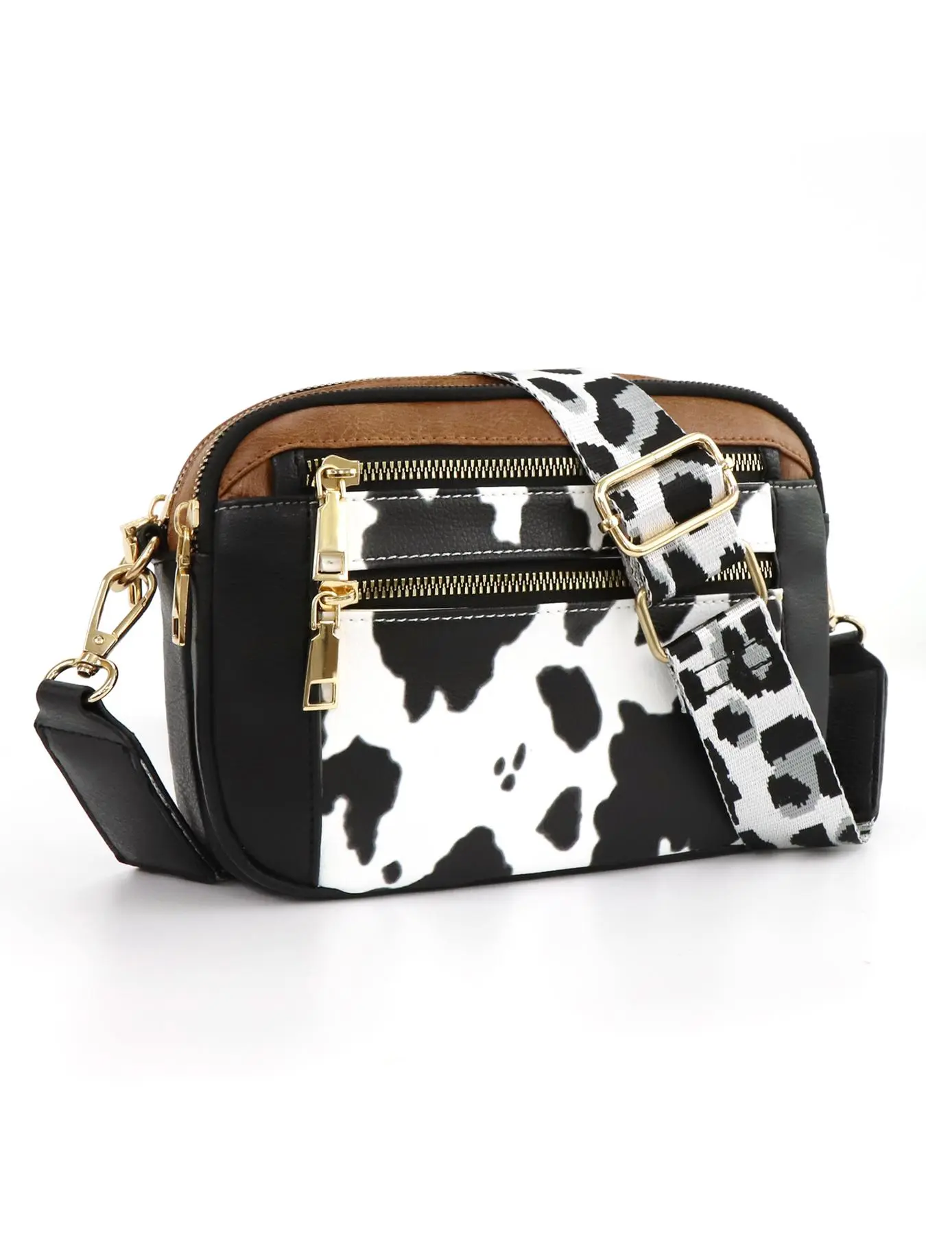 Fashionable Cow Print Crossbody Bag, Stylish Crossbody Casual Versatile Zipper Shoulder Bag for Women, Trendy All-match Commuter Bag for Daily Used, Cross Body Bags