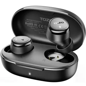 TOZO E1 Wireless Earbuds Build in Mic Clear Calls Ergonomic Light-Weight Bluetooth 5.3 in Ear Headphones IPX6 Waterproof Premium Stereo Sound Headset 30H Playtime with 32 EQs via APP, Black FathersDayGift Audio Charging earbuds headphones bluetooth