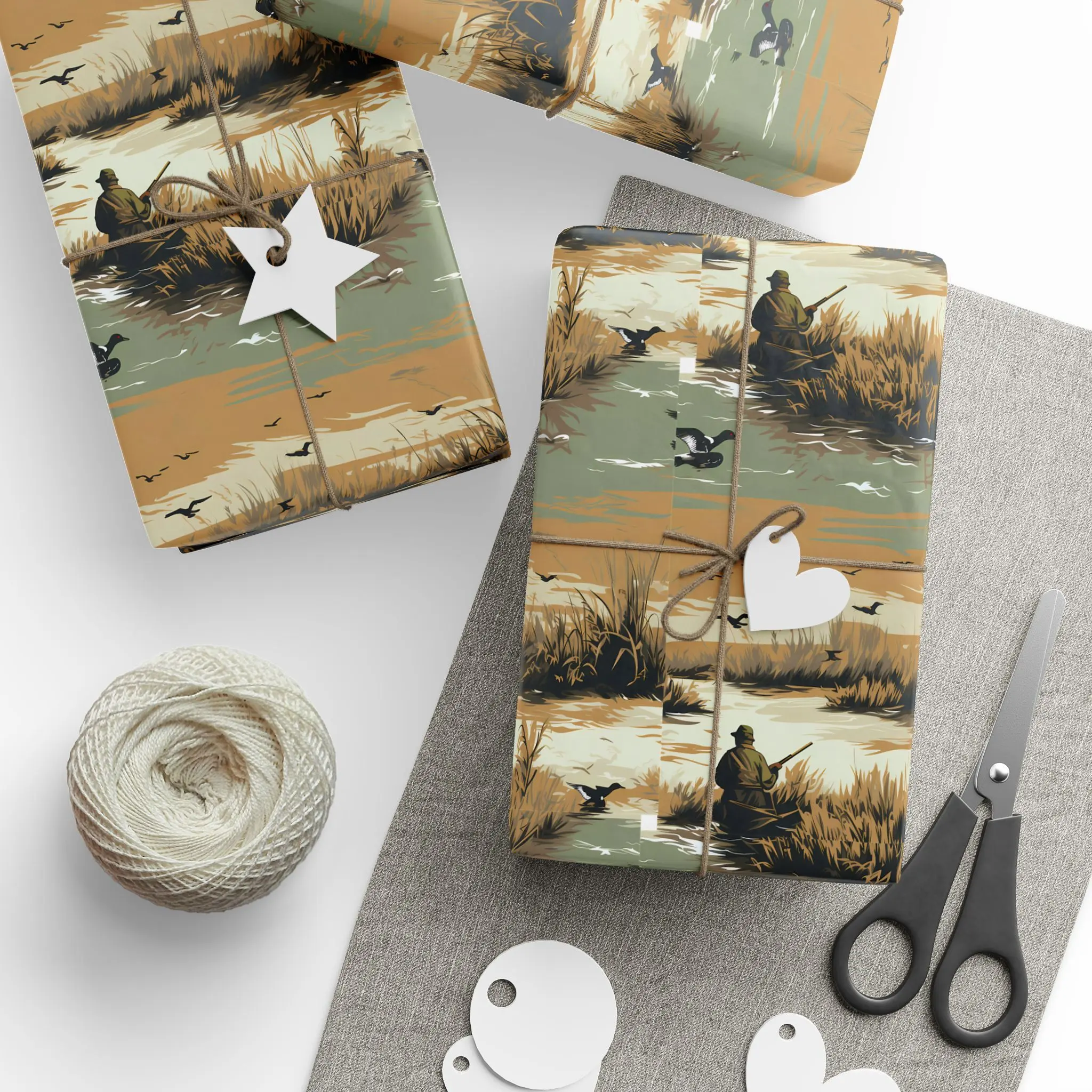 Gift Wrapping Papers for Duck Hunters - Hunting Season Theme, Outdoor Enthusiast Present Wrap, Camouflage Pattern, Hunting Lodge Decoration,