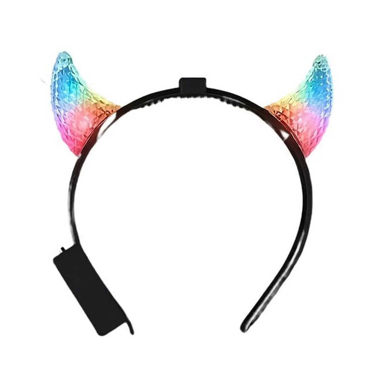 212 MAIN LED Light-Up Prismatic Devil Horns Headband - 1.25"x2" Horns, 6.25"x6" Band, Multi-Color, Lightweight, Flexible, Playful Unisex Festive Accessory, Home Supplies Gifting Item with LED Lights, AG13 Batteries, Accessories, Prop