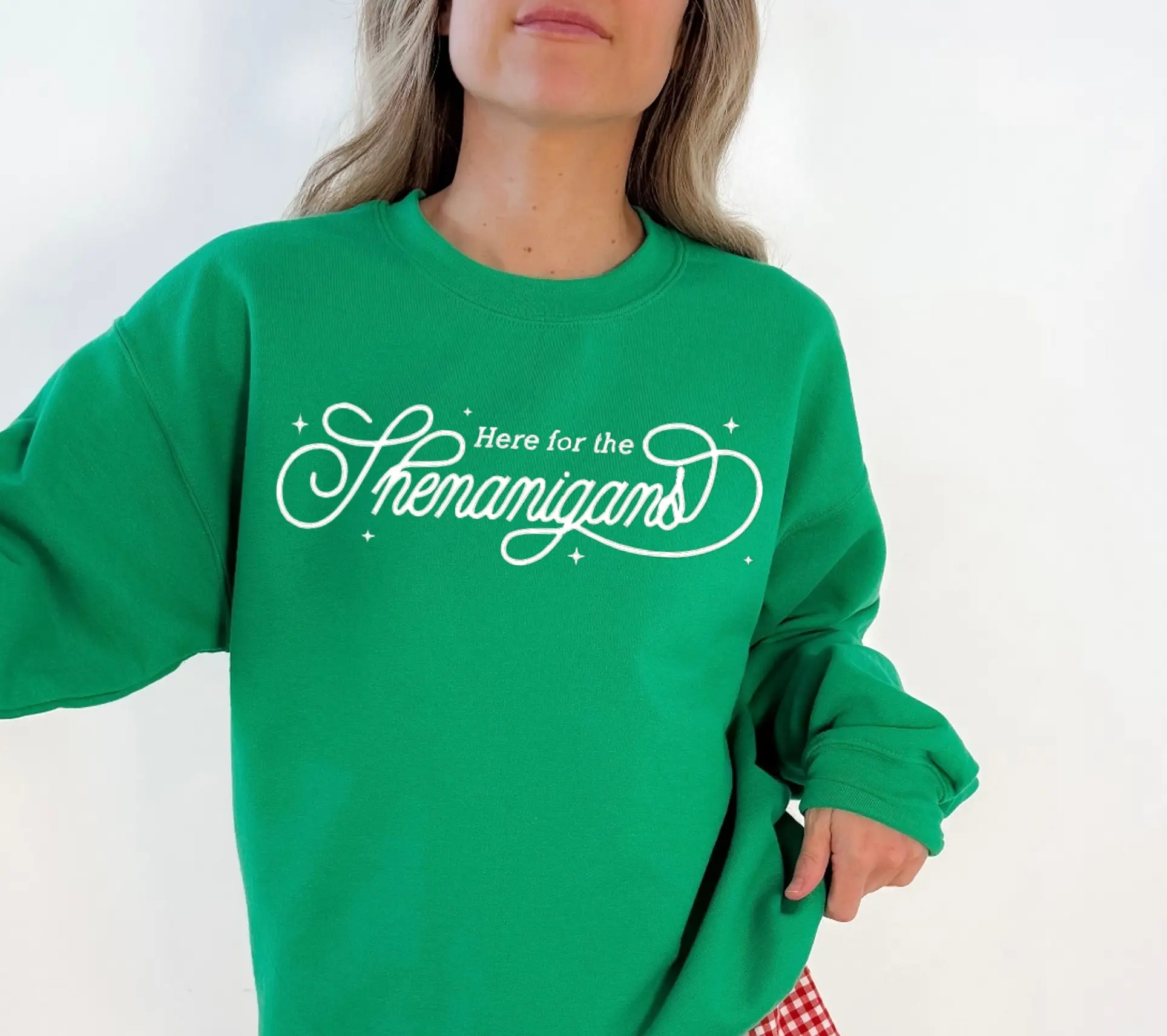 St. Patrick's Day Shenanigans Sweatshirt St Patricks Lucky Green Pullover Clover Irish Silk Screen Top Unisex Crewneck Sweatshirt