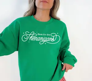 St. Patrick's Day Shenanigans Sweatshirt St Patricks Lucky Green Pullover Clover Irish Silk Screen Top Unisex Crewneck Sweatshirt