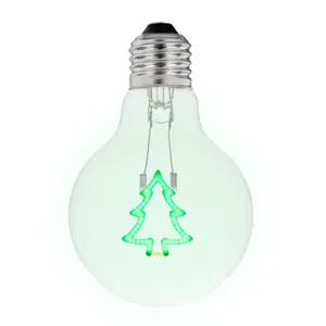 Festive Living LED Decorative Filament Light Bulb, G80 Globe, Medium E26 Base, 1W, Clear Glass, Indoor/Outdoor Holiday String Light Replacement - 1 Pack