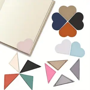 15PCS Handmade Leather Bookmarks | Heart Triangle Corner Page Clips Book Marks Accessories Reading Gifts