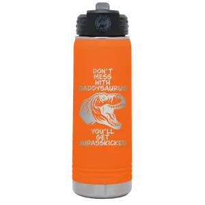 Personalized Daddysaurus 20 oz Water Bottle - Orange