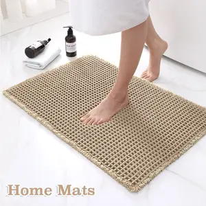 1PC Waffle Fabric Bath Mat Shower Rugs For Bathroom | Water Absorbent & Non-Slip Quick Drying | Home Bathroom Door Entryway Doormat | Bedroom Indoor Floor Mat Toilet Stain Resistant Carpet