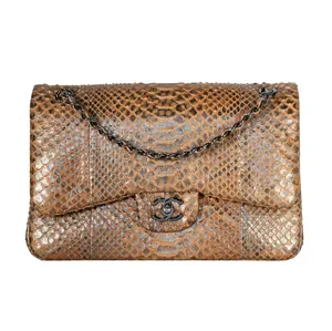 Pre-owned CHANEL Exotic Leather Crossbody Bags Classic Double Flap Jumbo