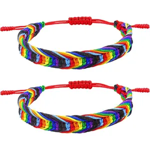 Rainbow LGBT Pride Bracelet for Lesbian Gay Bisexual Adjustable LGBTQ Pride Bracelets  Braided Wristband Pride Month Friendship Bracelet Gifts for Men Women Bulk