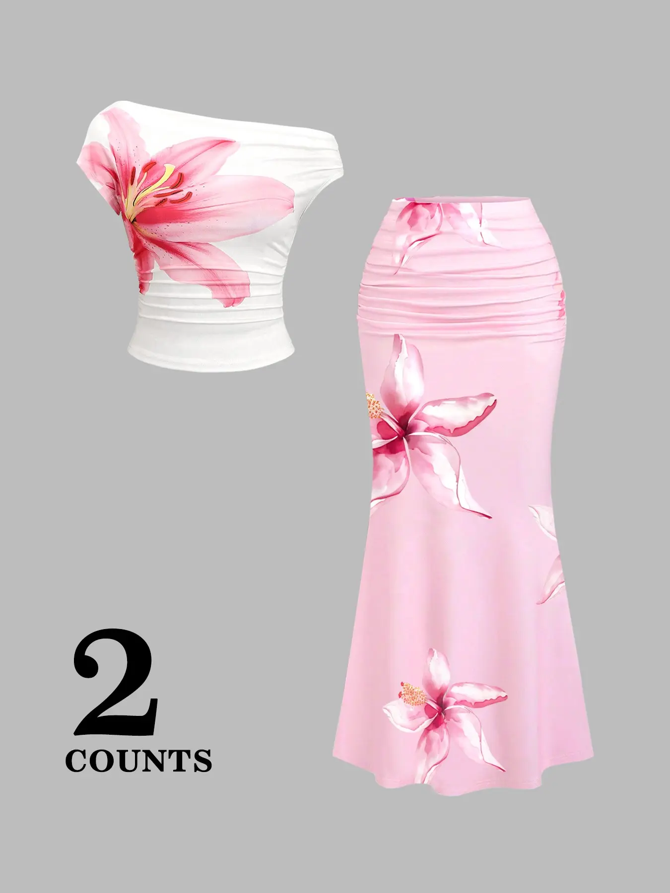 SACRA Flower Print Mermaid Long Skirt