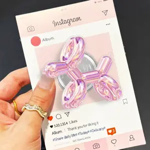 Balloon Dog Phone Grip Holder | Aesthetic Iridescent Popsocket Stand | Y2K Shiny Phone Accessories for Women Girls iPhone Android