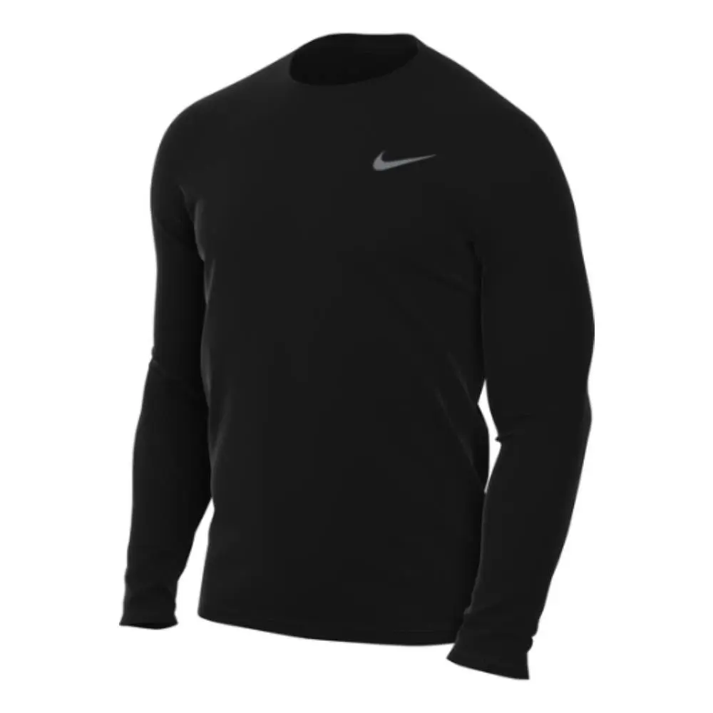 NIKE Fitness Sport Top for Men, Legend Dri-FIT Long Sleeve Crew Neck Shirt in Solid Color Lightweight Polyester Knit Fabric for Workouts, Athletic Top, Tshirt, Solid Colors