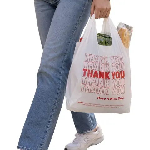 Bellin T-Shirt Thank You Plastic Grocery Store Shopping Carry Out Bags Tote Bag Bag For Bulk Bag Tshirt Bags Plastic Shopping Bags For Groceries