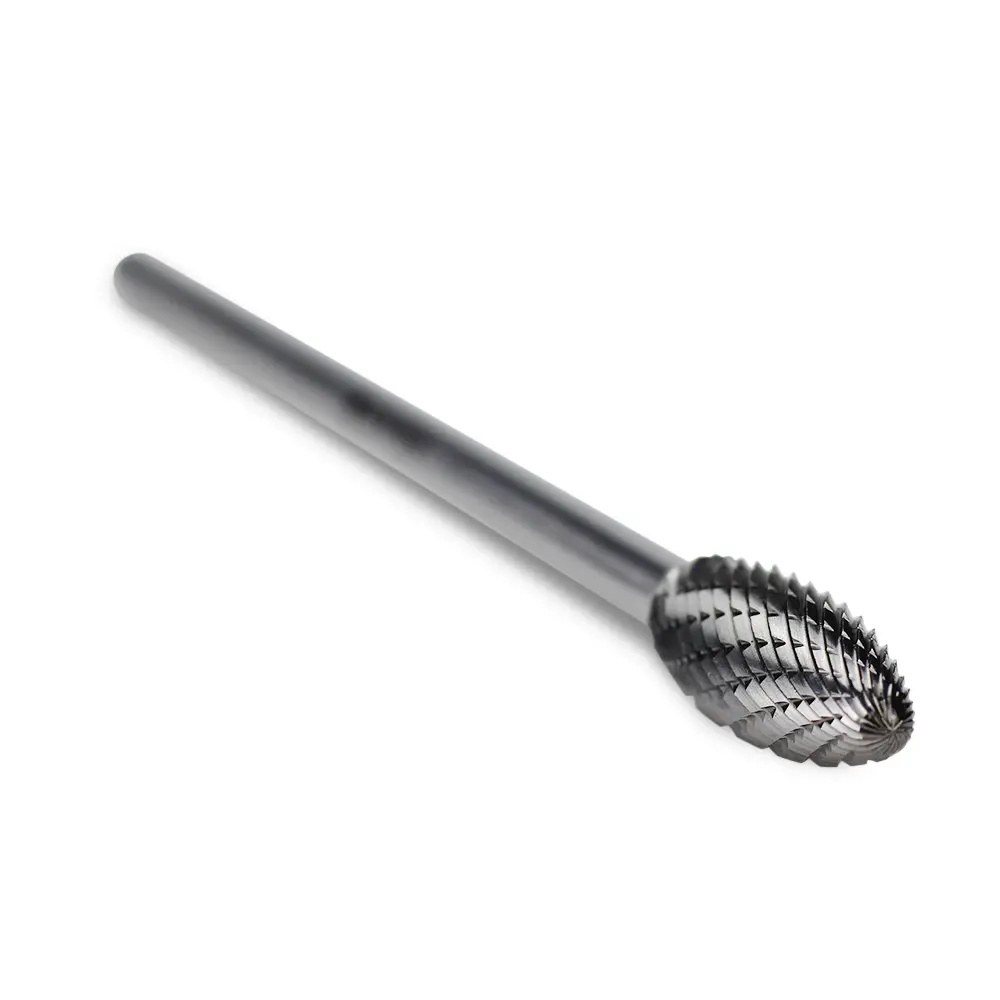 Flame Shape Carbide Burr, Double Cut - 6" Long x 1/4" Shank