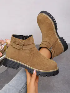 Women's Chelsea Boots, British Style Boot, Round Toe Boot, Large Size Casual Short Boots, Fashionable Ladies Footwear for Daily Wear