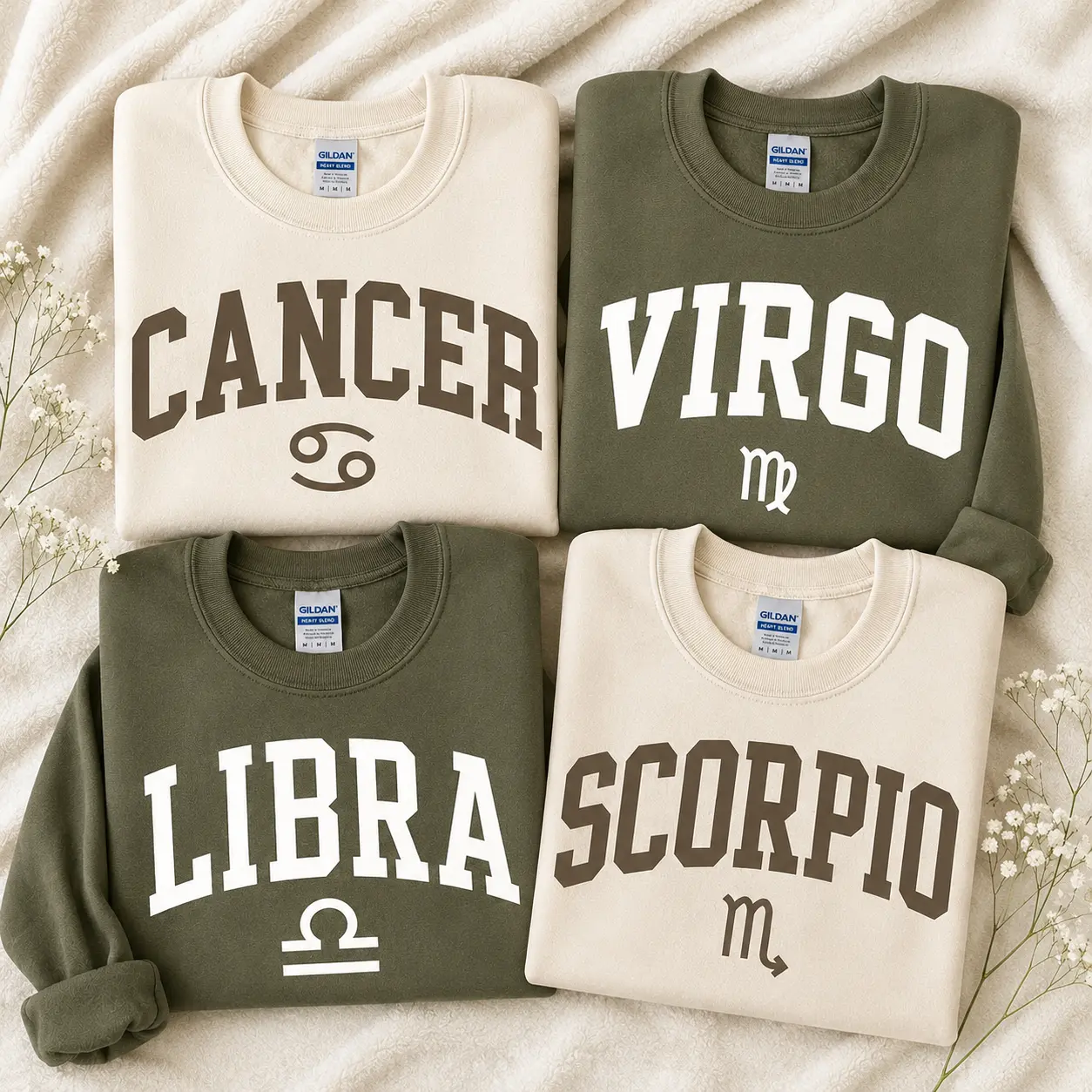 Zodiac Graphic Sweatshirt for Men and Women, Casual Astrology Crewneck Top with College Lettering, Cozy Cotton-Polyester Blend Pullover, Tops, Menswear, Hoodie