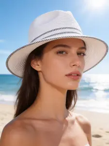 Summer Wide Brim Straw Hat, Unisex Sun Hat, Beach Vacation Versatile Straw Hat, Foldable Outdoor Beach Hat, Large Brim Jazz Hat