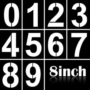 8 Inch Large 0-9 Reusable Plastic Number Stencils Kit Painting Templates for Address Mailbox Signs Road Parking Lot Door Trucks