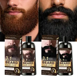 East Moon Men's Black Beard Dye 3-in-1 Beard Hair Color Shampoo Fast Dye Black in 10-15 Minutes Provides Care & Nutrition Does Not Harm Skin Maintains Natural Appearance Christmas Gift