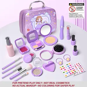 22pcs girls' simulation makeup toy set with a purple princess storage handbag, non-staining and safer, Kids Vanity. Ideal for pretend play and role-playing for girls aged 3 and above, and an excellent gift for birthdays and festivals.