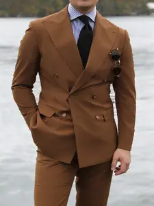 Men's 2 Piece Suit Set with Stretch Fabric, Slim Fit One Button Solid Jacket Vest Pants, Prom Party Wedding Business Suit