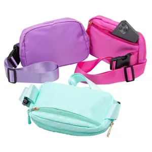 Pastel Polyester Crossbody Belt Bags – 8 1/4" x 5 1/2", 6 Pieces