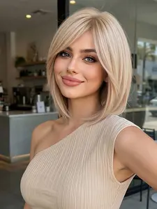 Short Blonde Bob Wig  10inch  | Heat Resistant Synthetic Hair for Daily & Party Wear Synthetic Fiber Wig